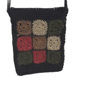 Vintage Chateau Black Woven Small Crossbody Handmade Purse Made In China 54